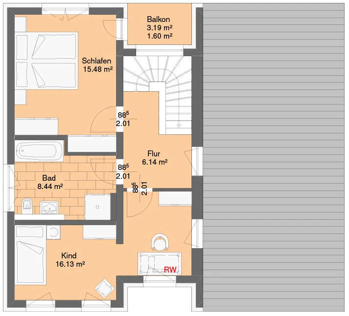Architektenhaus 141 von Richter Haus – Grundriss Obergeschoss
