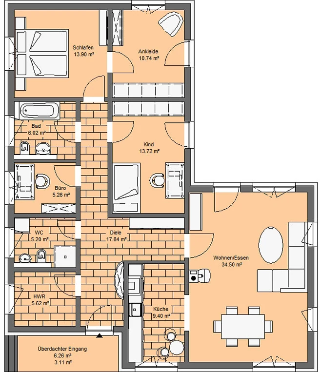 Bungalow 125 – Grundriss