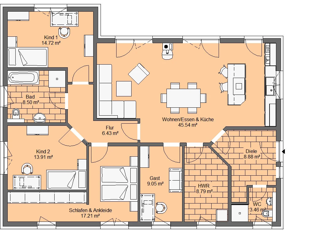 Bungalow 136 – Grundriss