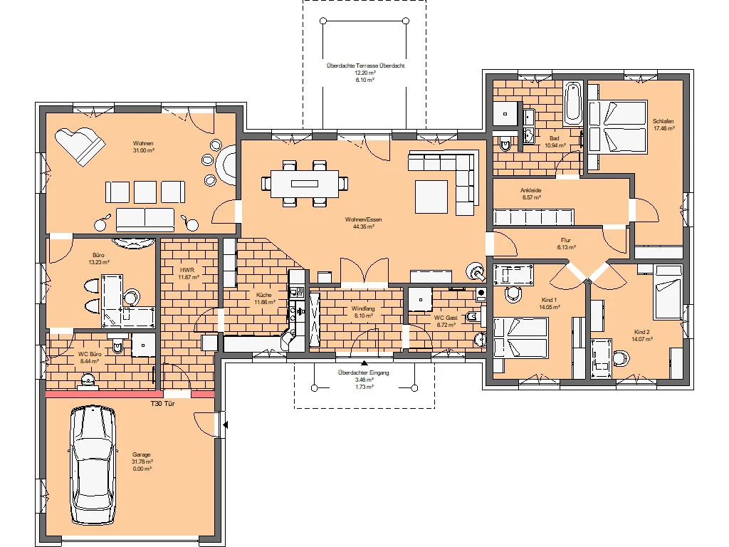Bungalow 214 – Grundriss