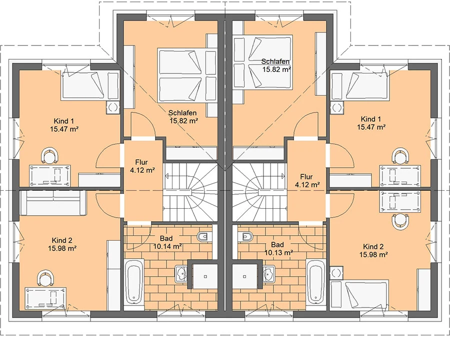 Doppelhaus 124 von Richter Haus – Grundriss Obergeschoss