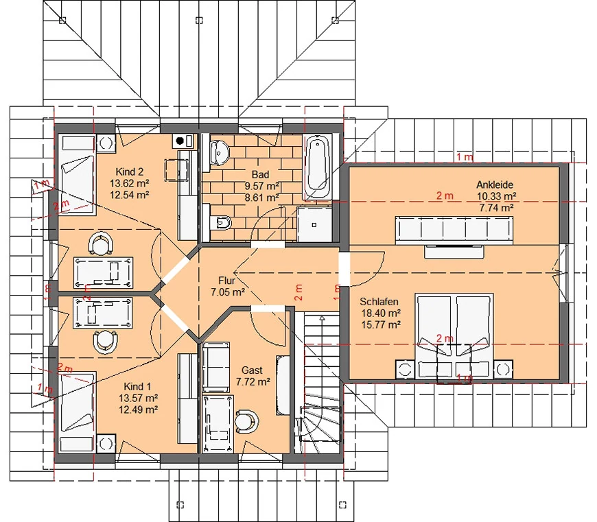 Klassiker 141 von Richter Haus – Grundriss Dachgeschoss