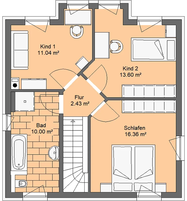 Stadtvilla 110 von Richter Haus – Grundriss Obergeschoss