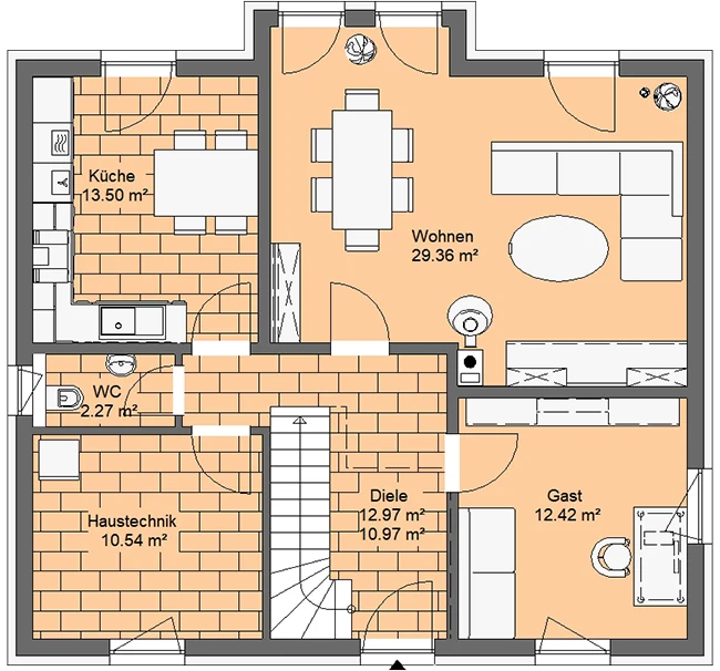 Stadtvilla 150 von Richter Haus – Grundriss Erdgeschoss