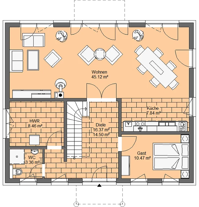 Stadtvilla 180 von Richter Haus – Grundriss Erdgeschoss