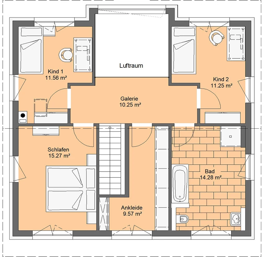 Taunushaus 155 von Richter Haus – Grundriss Obergeschoss