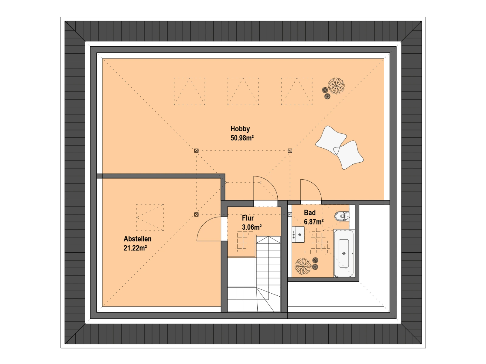 Two-family house with hipped roof by Richter Haus – floor plan, attic floor